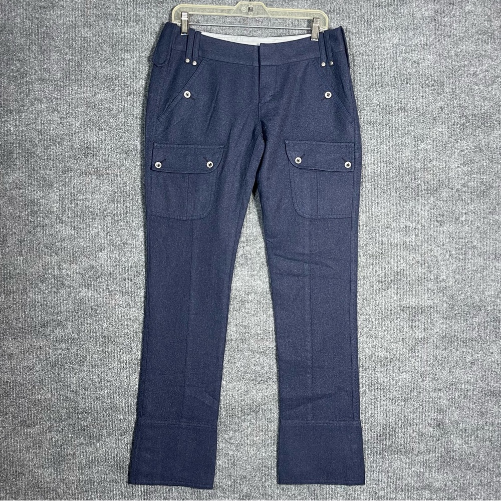 Free People Women’s 6 Wool Navy‎ Fashion 90s Y2K Ankle Cropped Pocket Pants